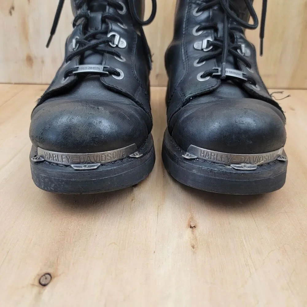 Harley Davidson Boots Mens 9.5 Flames Skulls Black Leather Moto Biker Riding